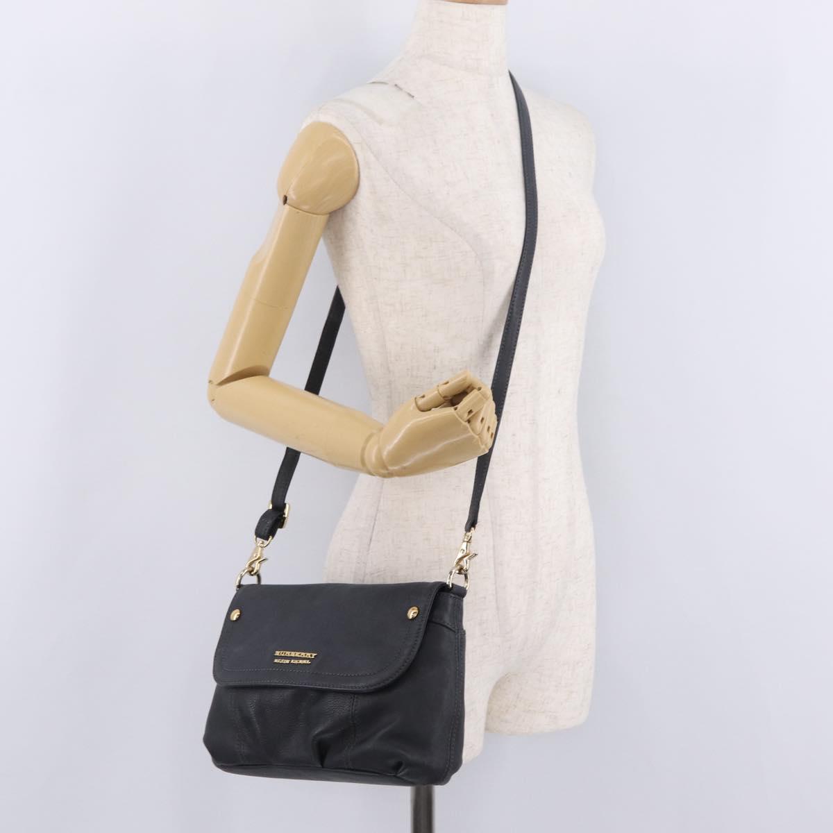 BURBERRY Shoulder Bag Leather Black Gold Auth ka7174