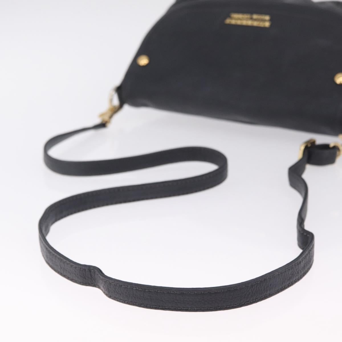 BURBERRY Shoulder Bag Leather Black Gold Auth ka7174
