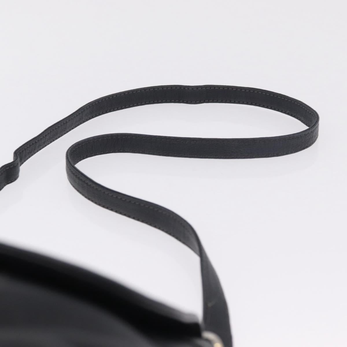 BURBERRY Shoulder Bag Leather Black Gold Auth ka7174
