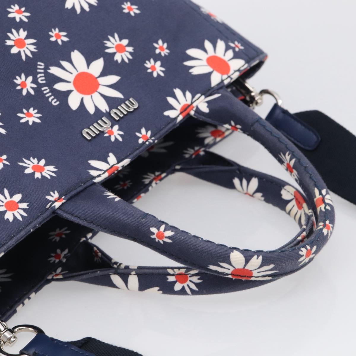 Miu Miu Hand Bag Canvas 2way Navy Gold Auth ka7179M