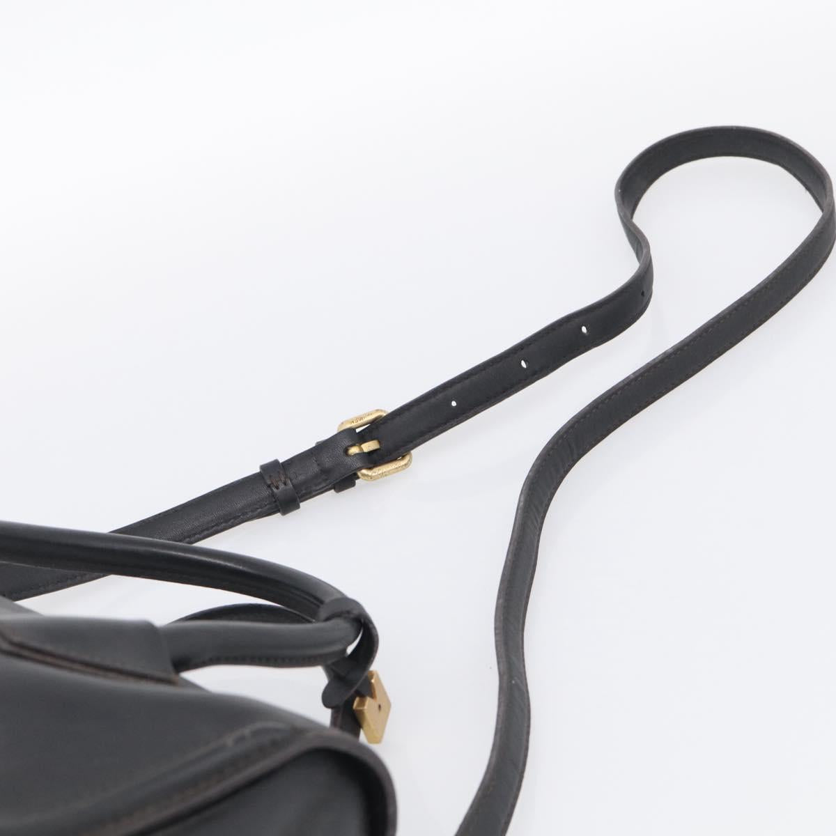 MCM Hand Bag Leather 2way Black Gold Auth ka7180