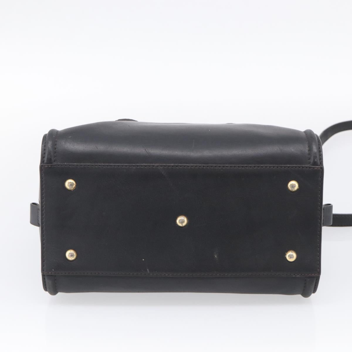MCM Hand Bag Leather 2way Black Gold Auth ka7180