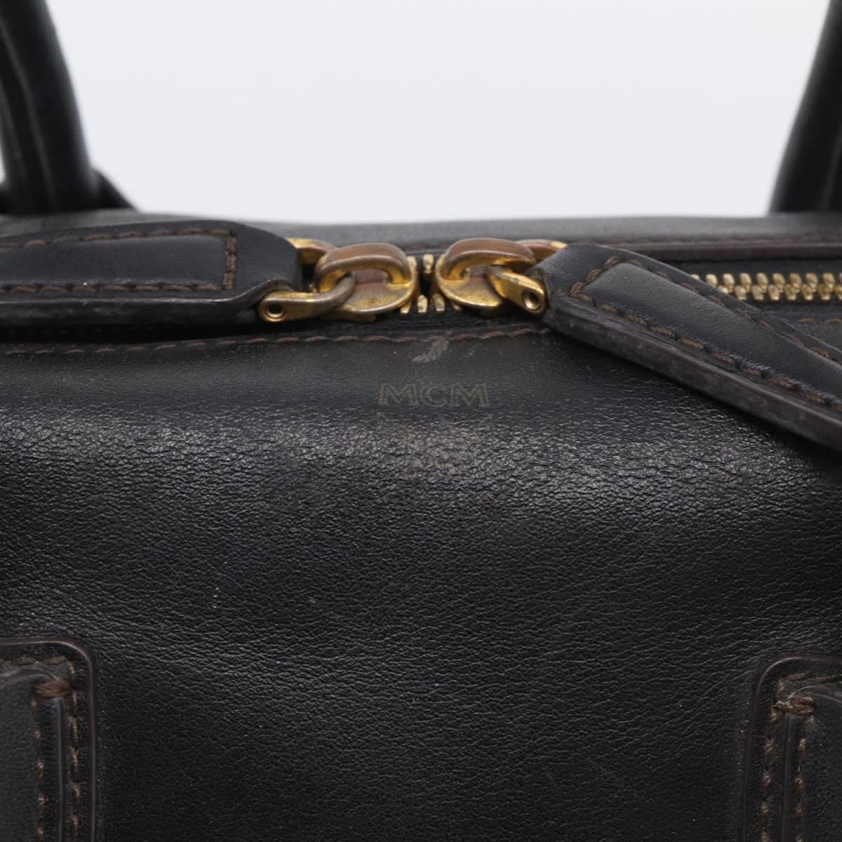 MCM Hand Bag Leather 2way Black Gold Auth ka7180