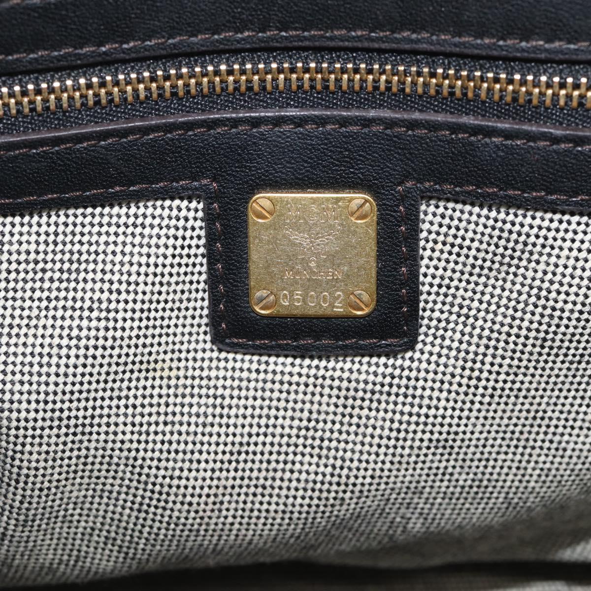 MCM Hand Bag Leather 2way Black Gold Auth ka7180