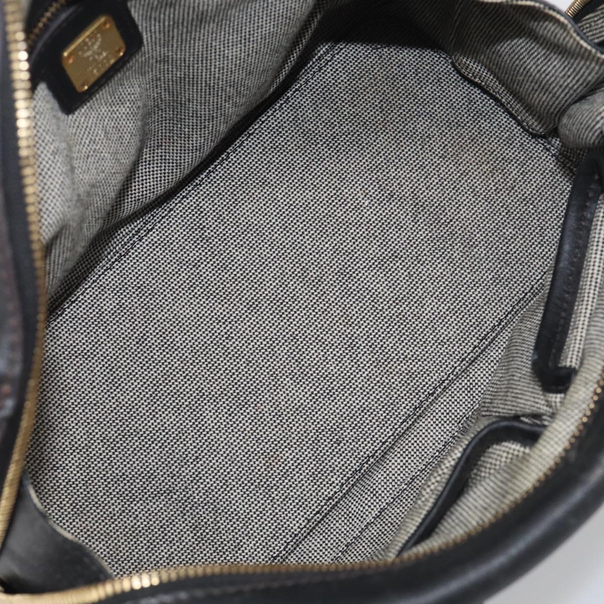 MCM Hand Bag Leather 2way Black Gold Auth ka7180