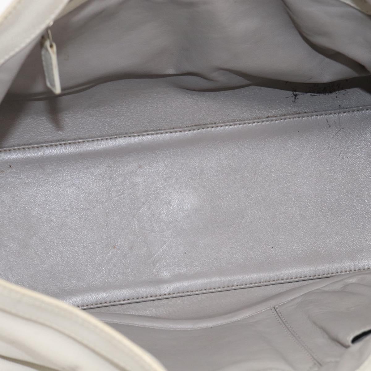 Christian Dior Hand Bag Leather White Silver Auth ka7183