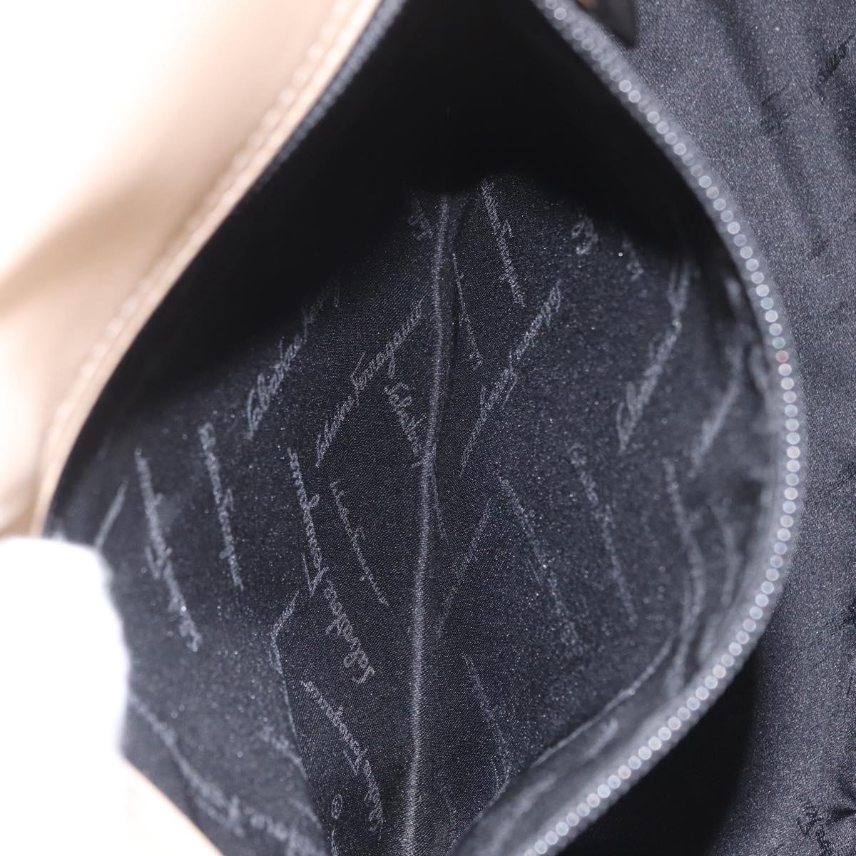 Salvatore Ferragamo Hand Bag Patent Leather Black Silver Auth ka7187