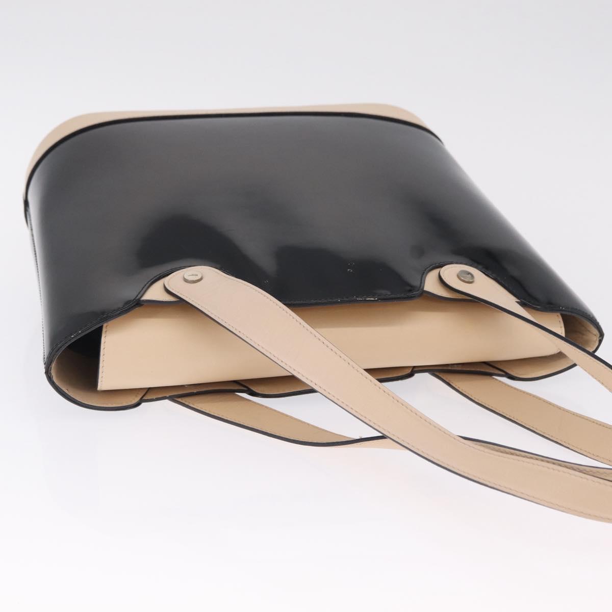 Salvatore Ferragamo Hand Bag Patent Leather Black Silver Auth ka7187