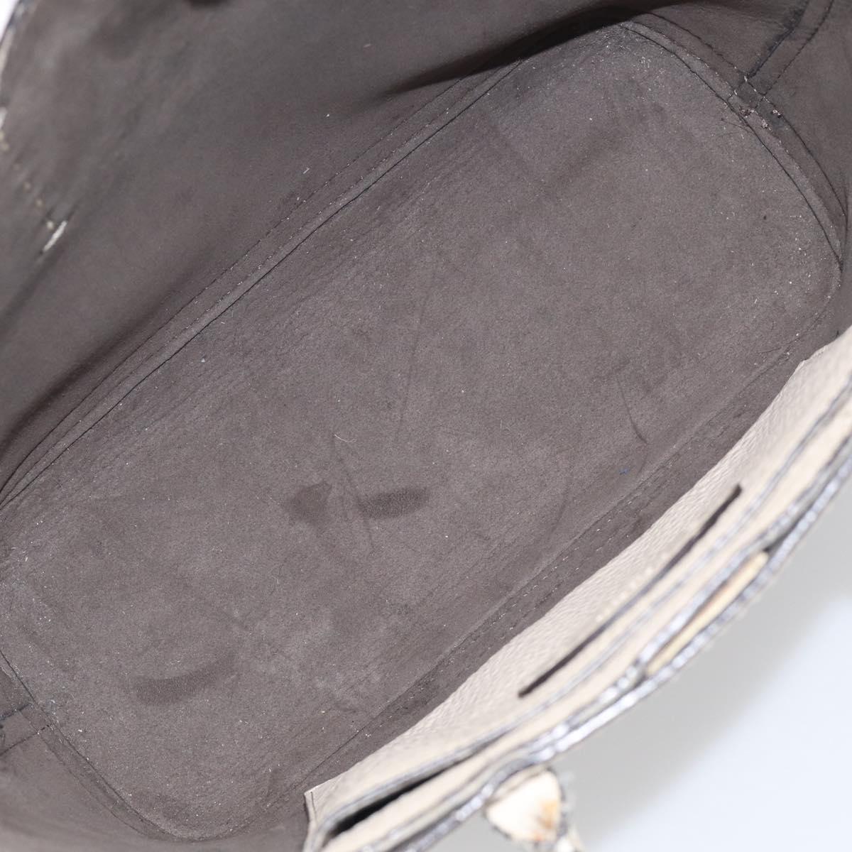 FENDI Celeria Hand Bag Leather Ivory Silver Auth ka7188