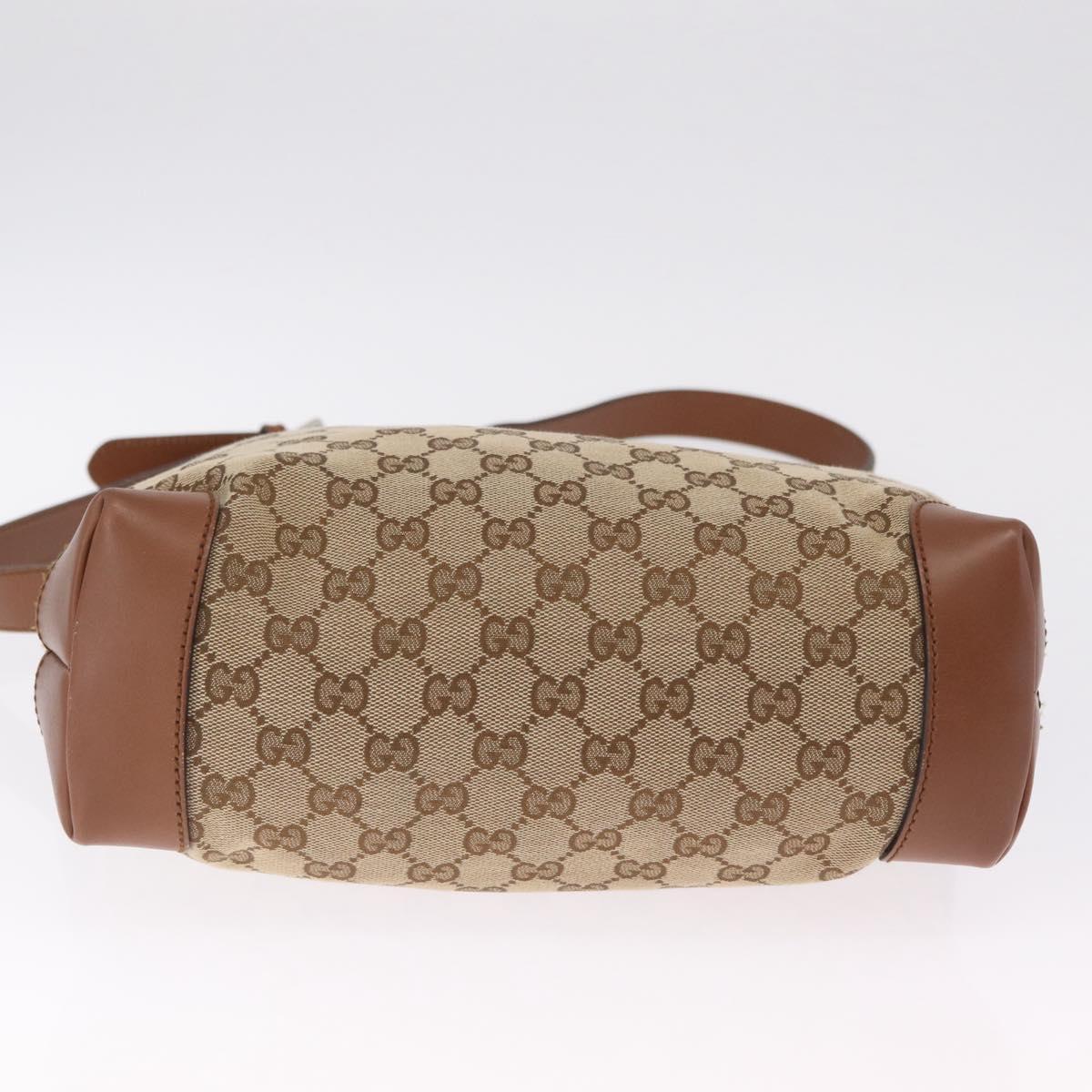 GUCCI GG Canvas Shoulder Bag Beige Silver 337598 Auth ka7194A