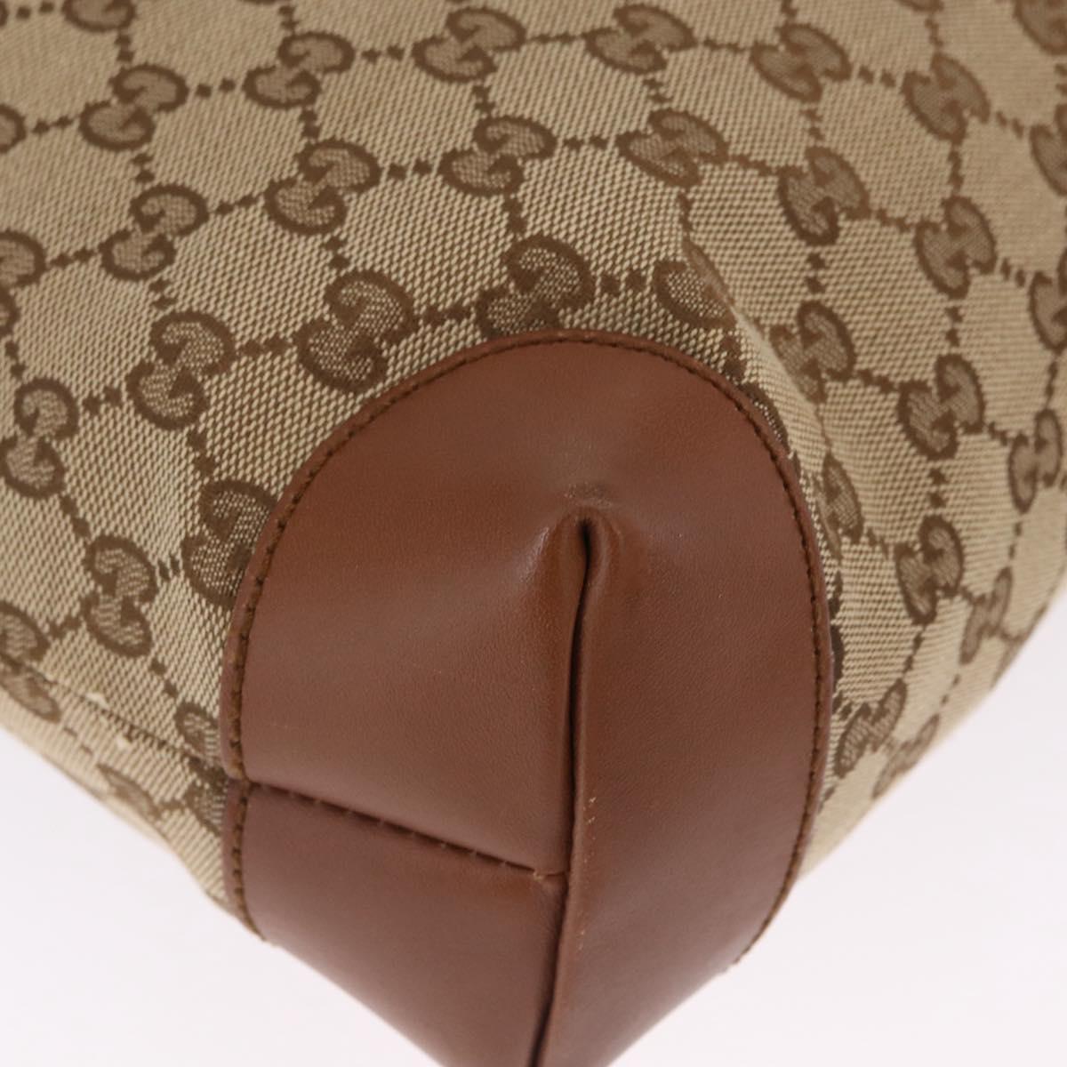 GUCCI GG Canvas Shoulder Bag Beige Silver 337598 Auth ka7194A