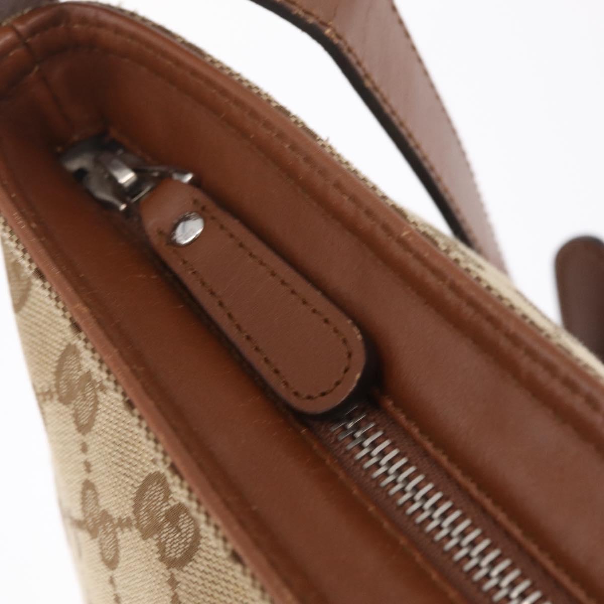 GUCCI GG Canvas Shoulder Bag Beige Silver 337598 Auth ka7194A