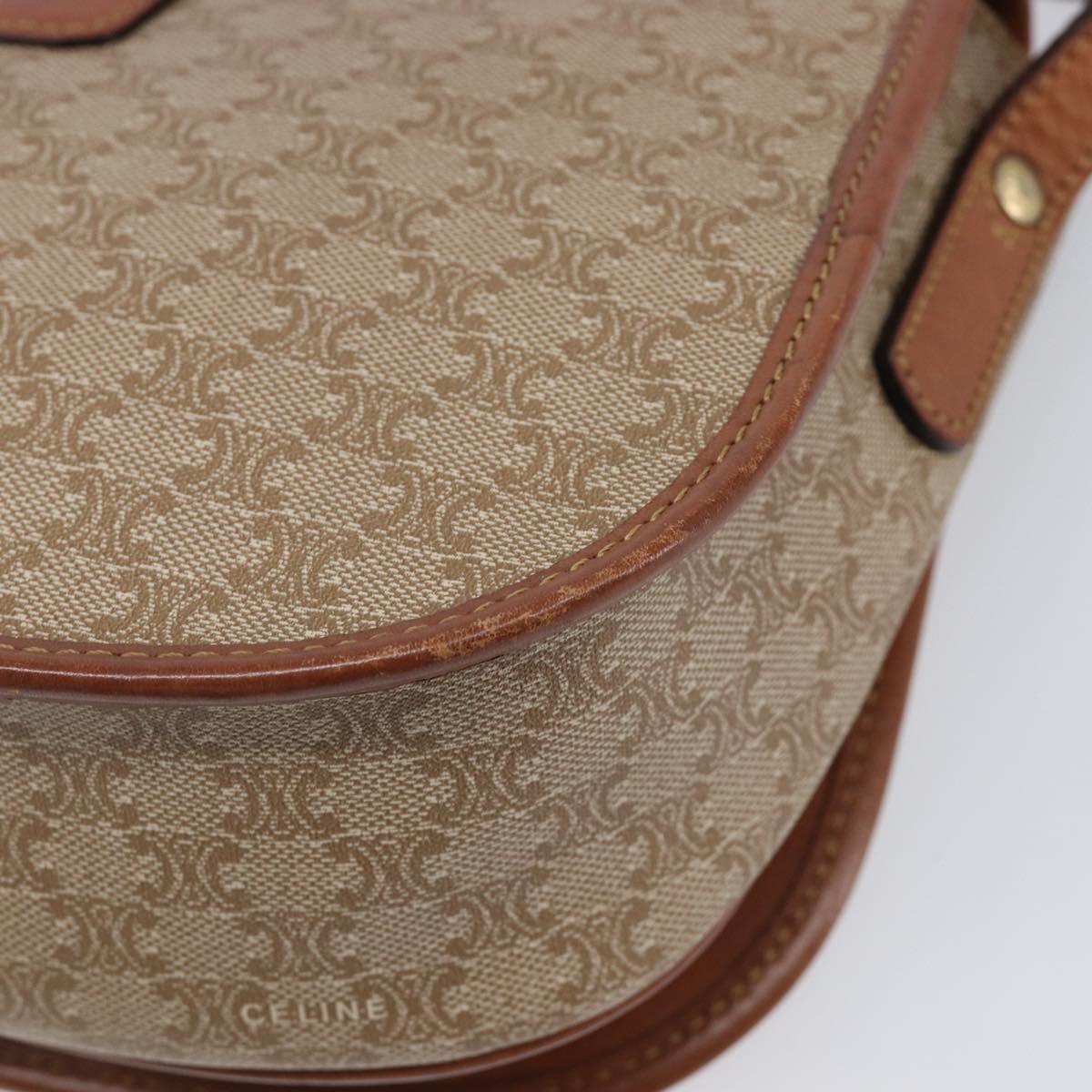 CELINE Macadam Canvas Shoulder Bag PVC Beige Gold Auth ka7195