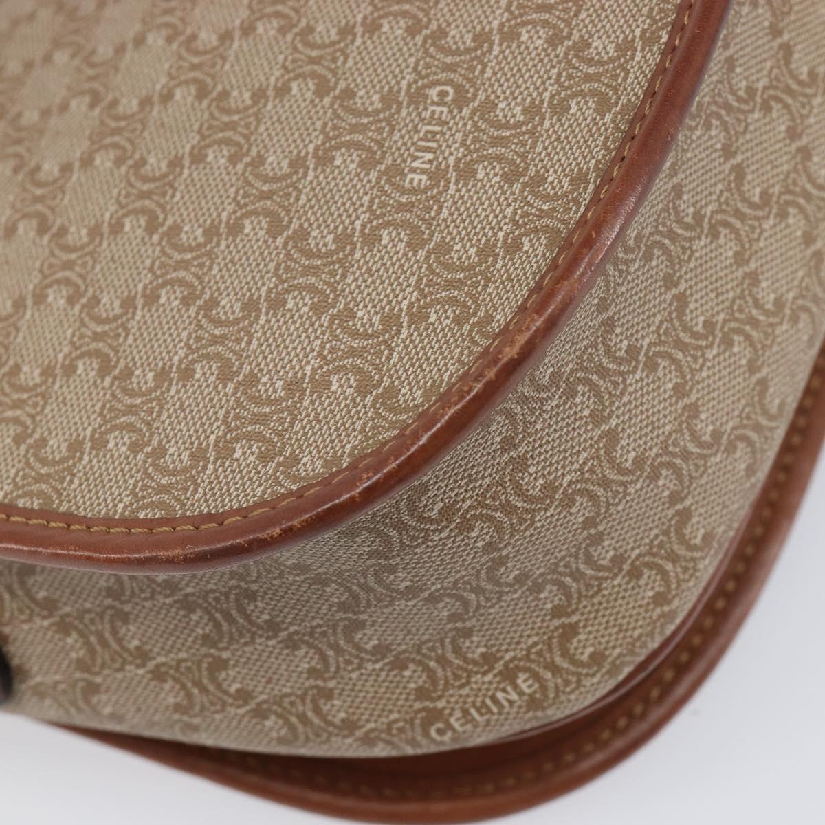 CELINE Macadam Canvas Shoulder Bag PVC Beige Gold Auth ka7195