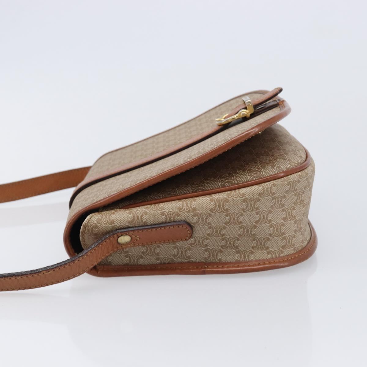 CELINE Macadam Canvas Shoulder Bag PVC Beige Gold Auth ka7195