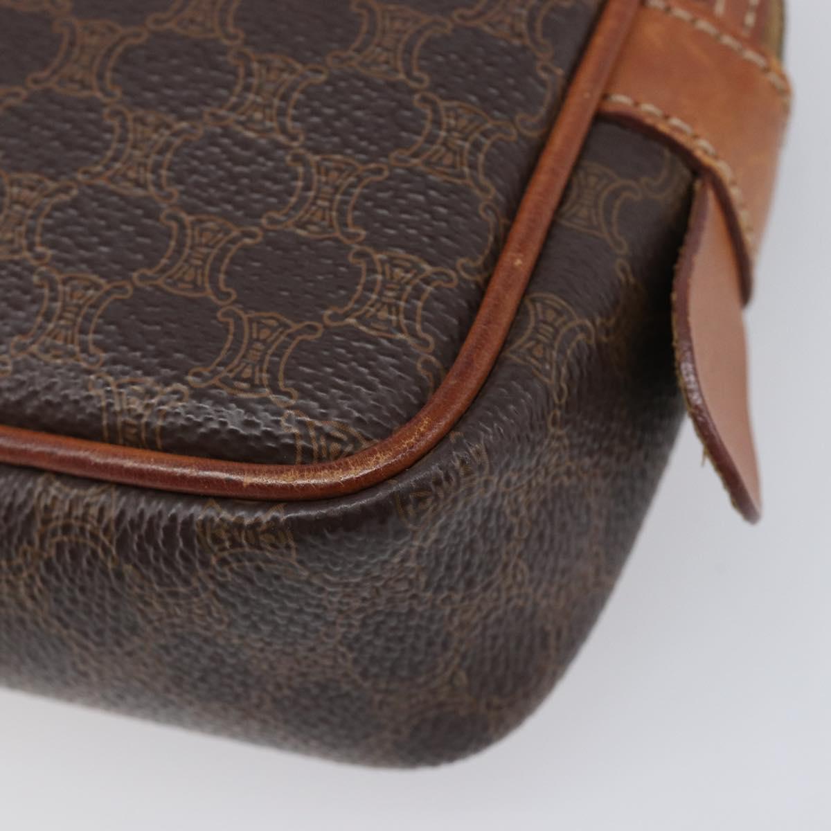 CELINE Macadam Canvas Shoulder Bag PVC Leather Brown Gold Auth ka7203