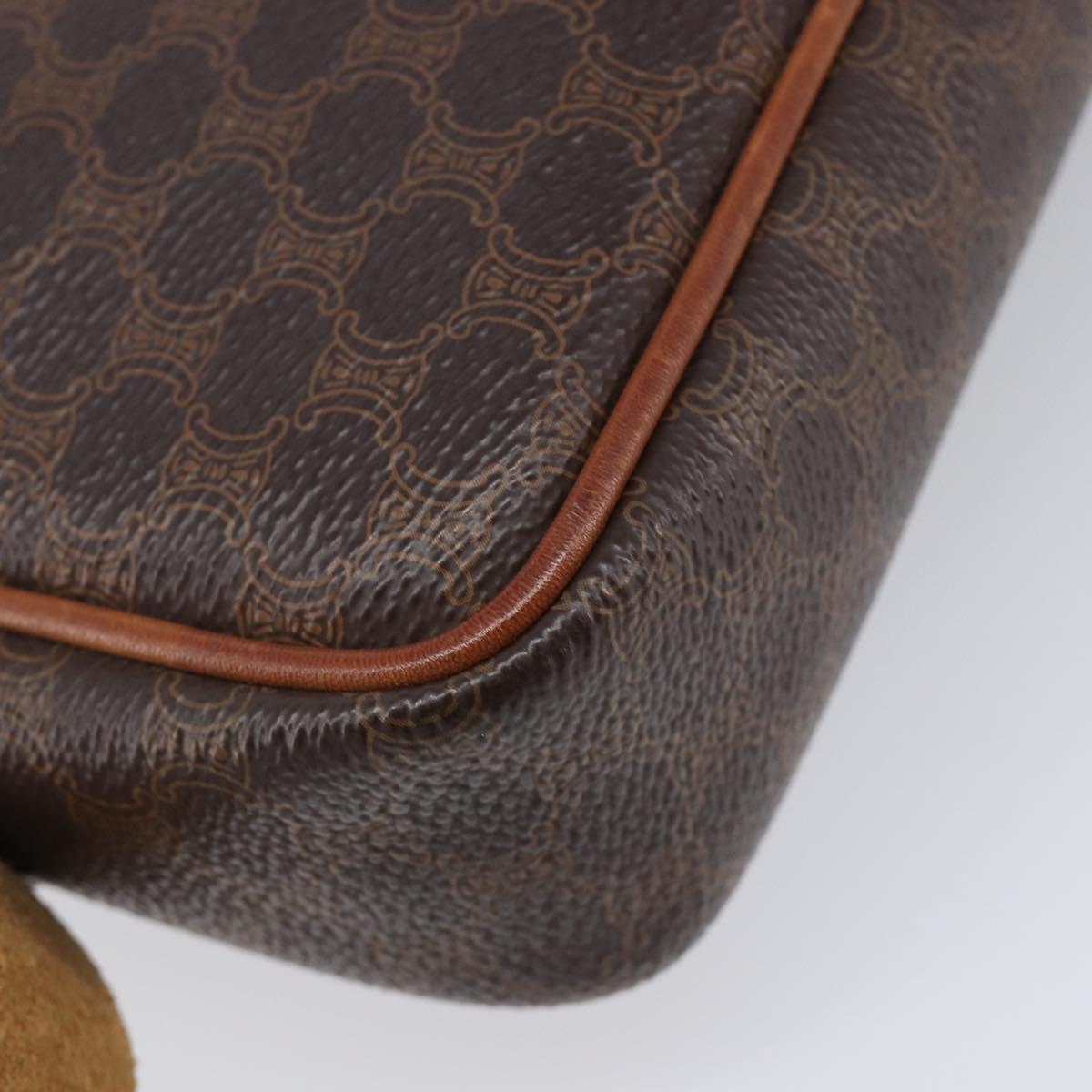 CELINE Macadam Canvas Shoulder Bag PVC Leather Brown Gold Auth ka7203