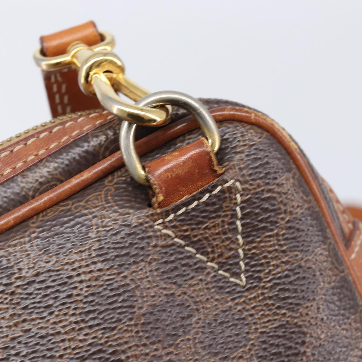 CELINE Macadam Canvas Shoulder Bag PVC Leather Brown Gold Auth ka7203