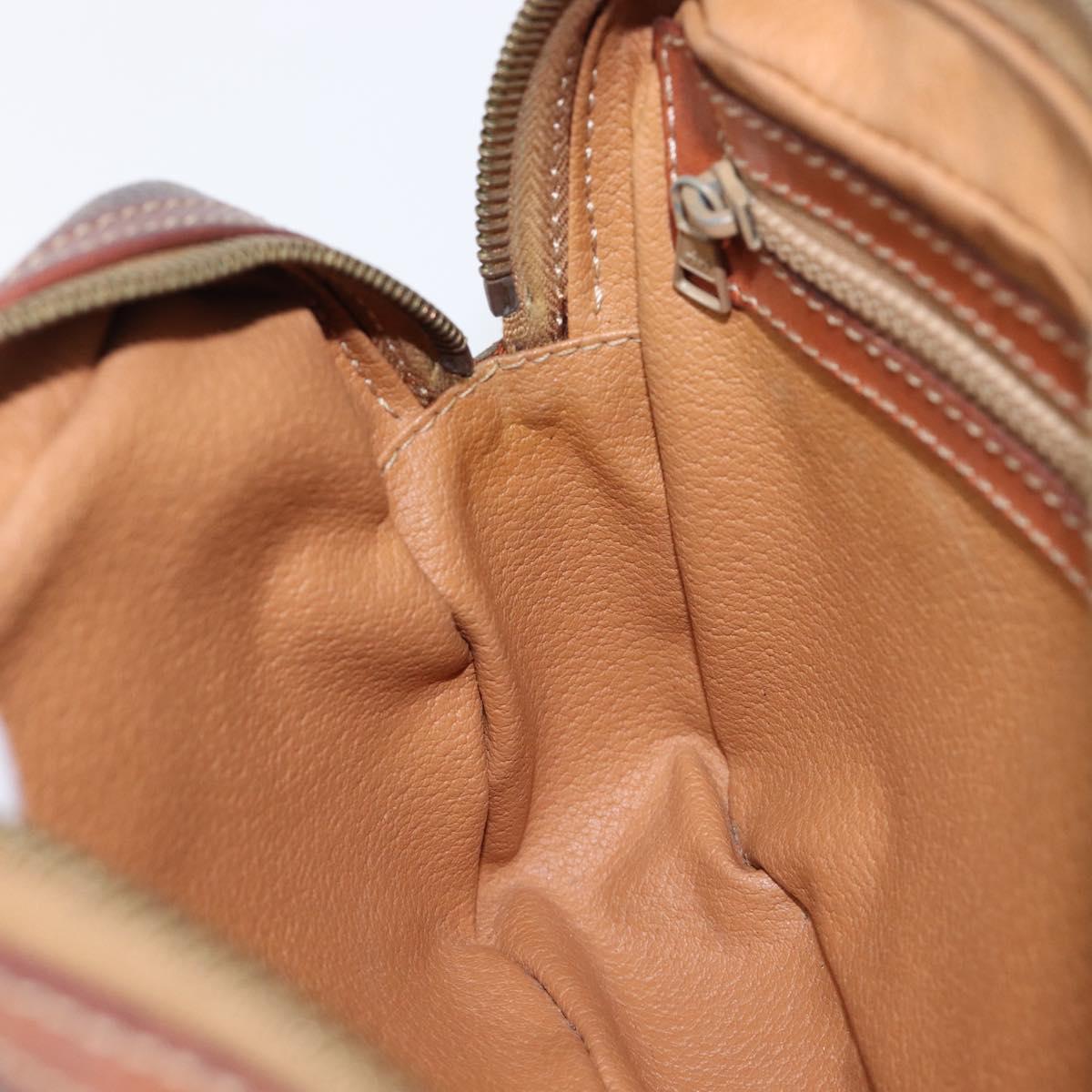 CELINE Macadam Canvas Shoulder Bag PVC Leather Brown Gold Auth ka7203