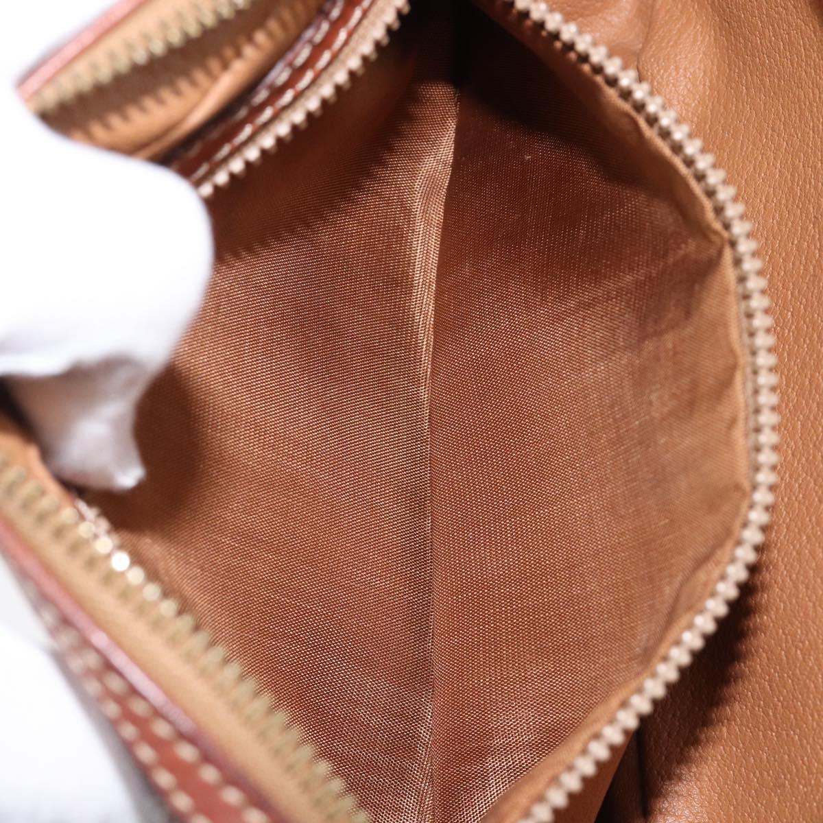 CELINE Macadam Canvas Shoulder Bag PVC Leather Brown Gold Auth ka7203