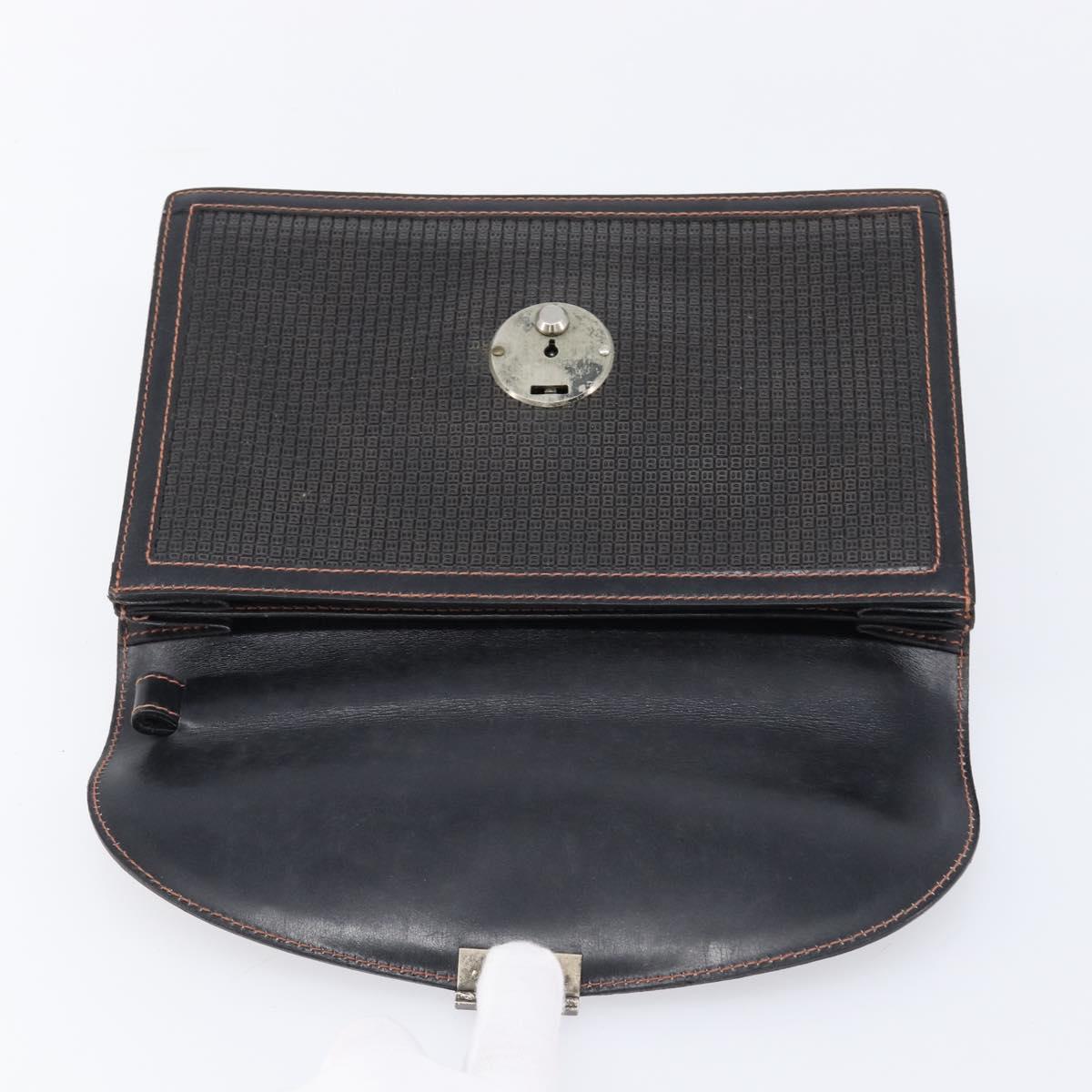 Bally Clutch Bag Leather Black Silver Auth ka7205