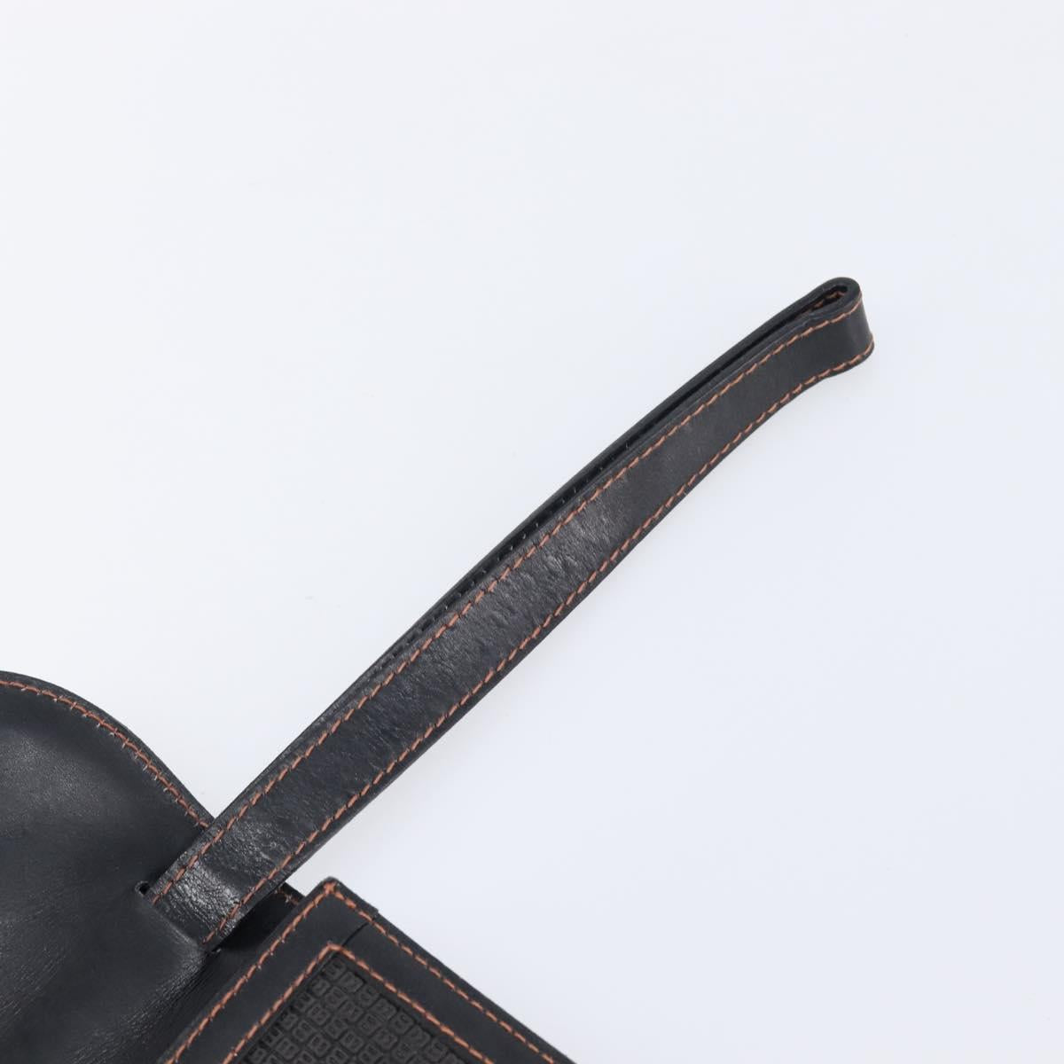 Bally Clutch Bag Leather Black Silver Auth ka7205