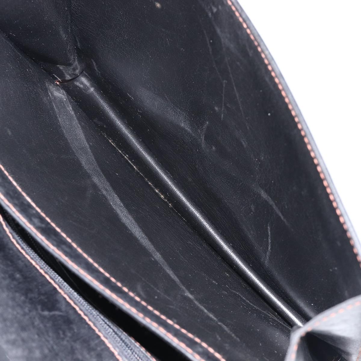 Bally Clutch Bag Leather Black Silver Auth ka7205