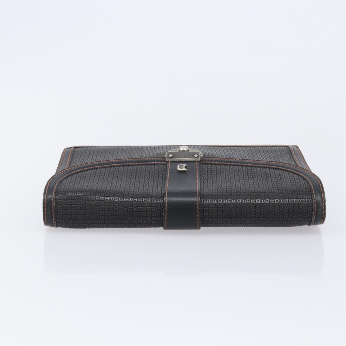 Bally Clutch Bag Leather Black Silver Auth ka7205