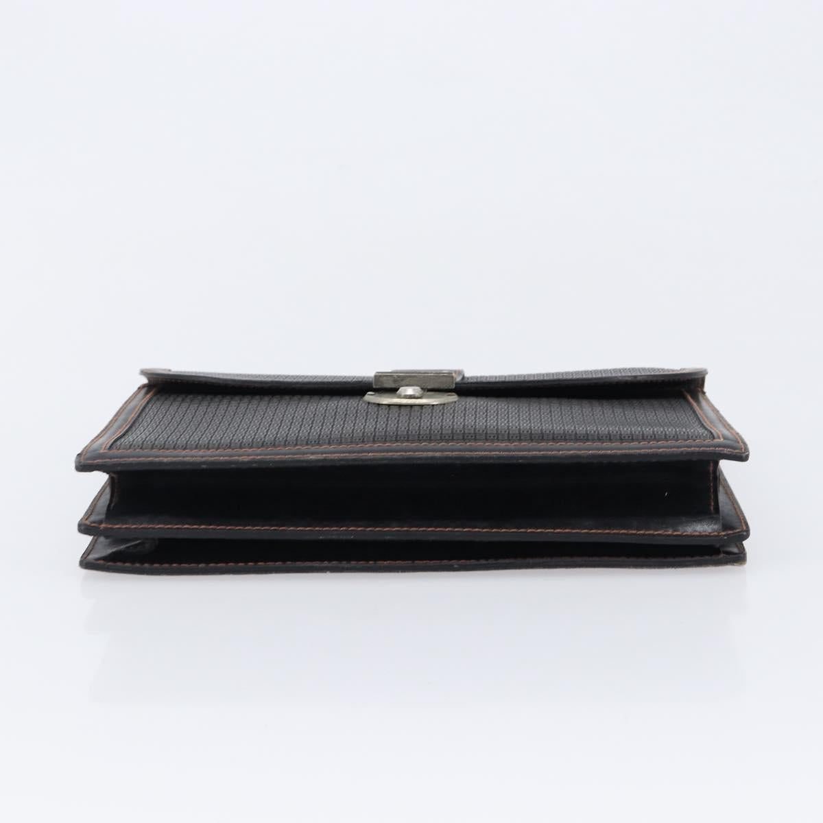 Bally Clutch Bag Leather Black Silver Auth ka7205