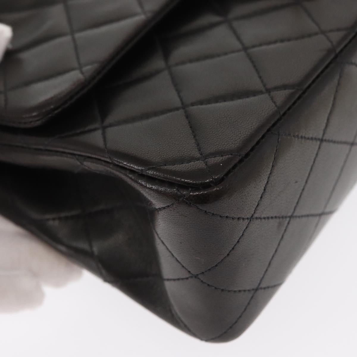 CHANEL Matelasse 25 Double Flap Chain Shoulder Bag Lamb Skin Gold CC Auth ka720SV