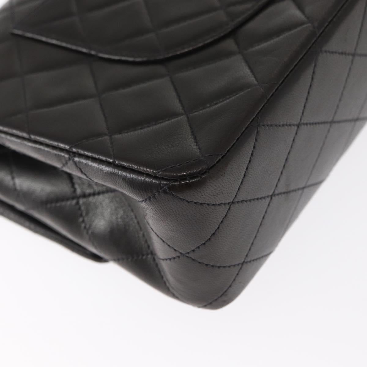 CHANEL Matelasse 25 Double Flap Chain Shoulder Bag Lamb Skin Gold CC Auth ka720SV