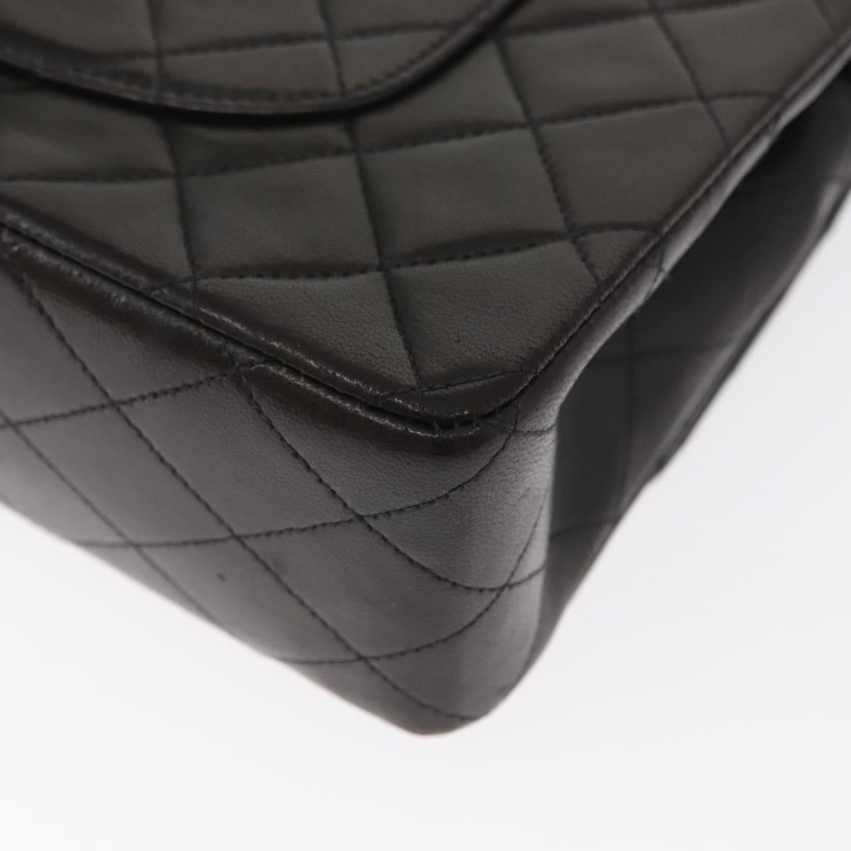 CHANEL Matelasse 25 Double Flap Chain Shoulder Bag Lamb Skin Gold CC Auth ka720SV