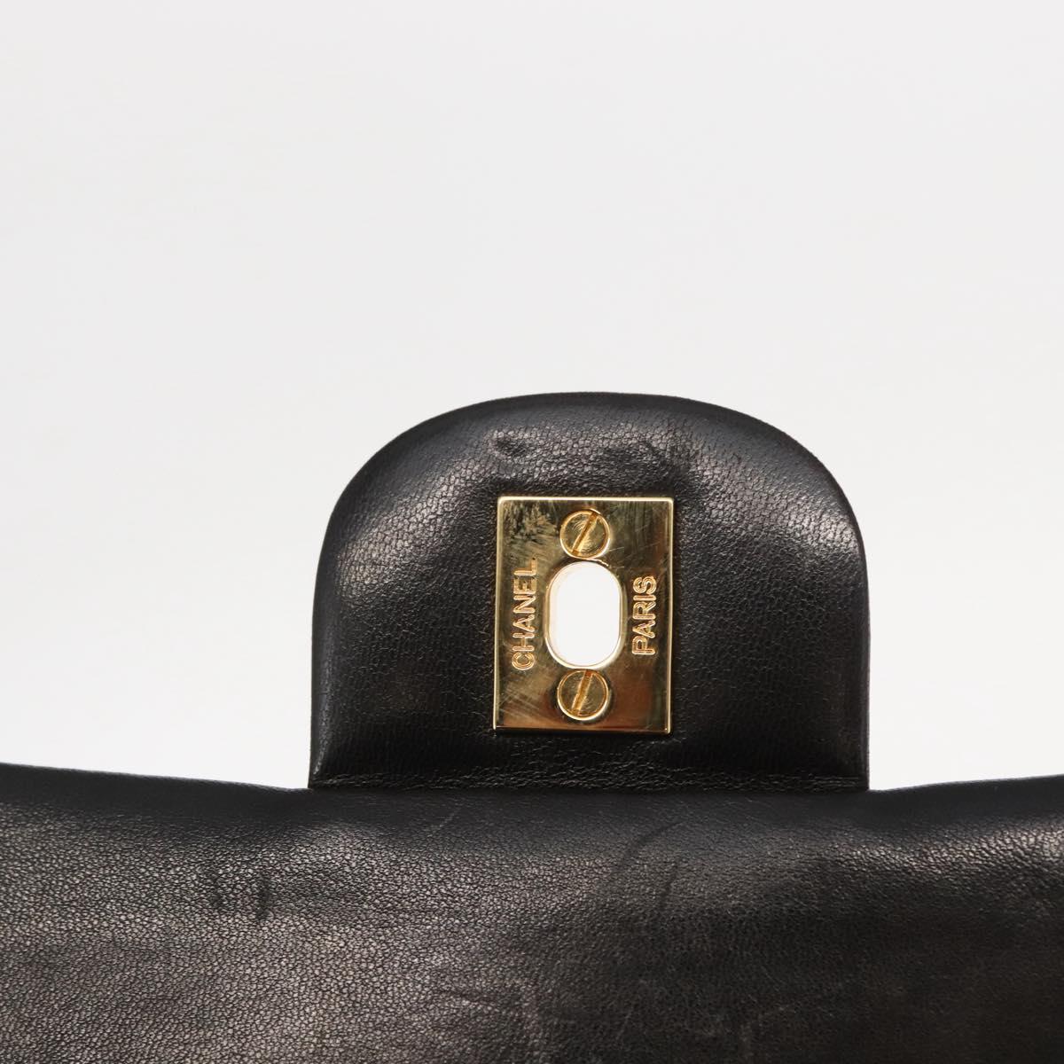 CHANEL Matelasse 25 Double Flap Chain Shoulder Bag Lamb Skin Gold CC Auth ka720SV