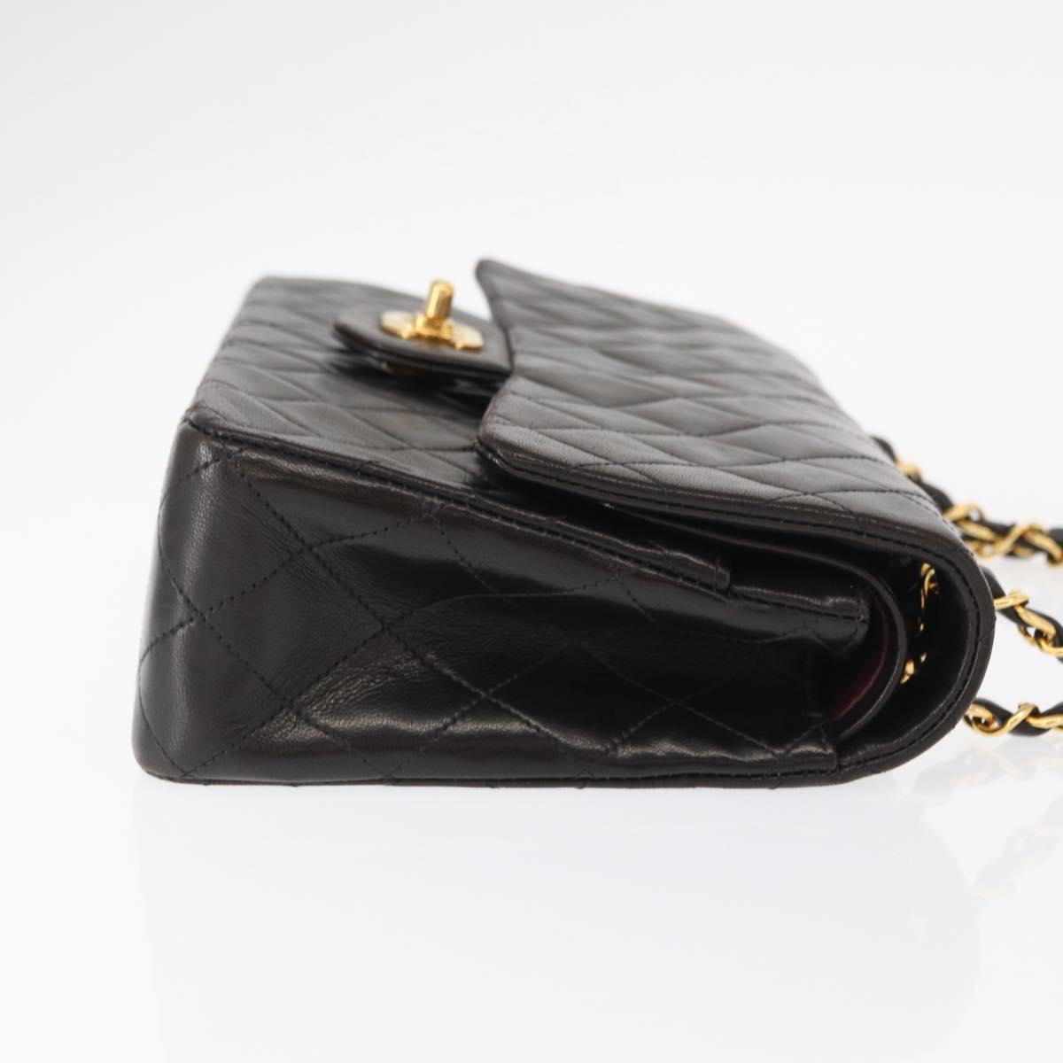 CHANEL Matelasse 25 Double Flap Chain Shoulder Bag Lamb Skin Gold CC Auth ka720SV