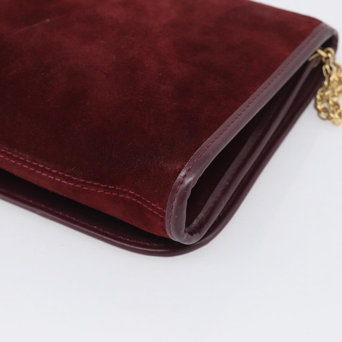 Balenciaga Chain Shoulder Bag Suede Bordeaux Gold Auth ka7213