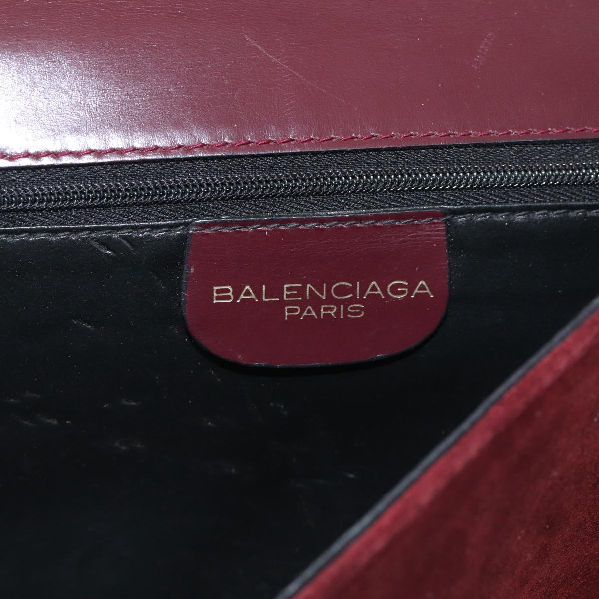 Balenciaga Chain Shoulder Bag Suede Bordeaux Gold Auth ka7213
