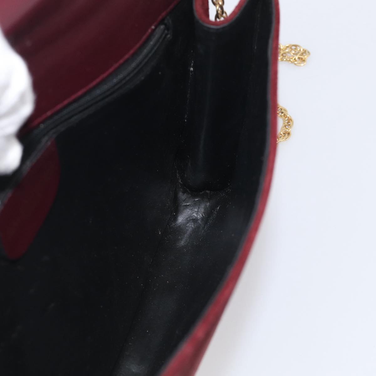 Balenciaga Chain Shoulder Bag Suede Bordeaux Gold Auth ka7213