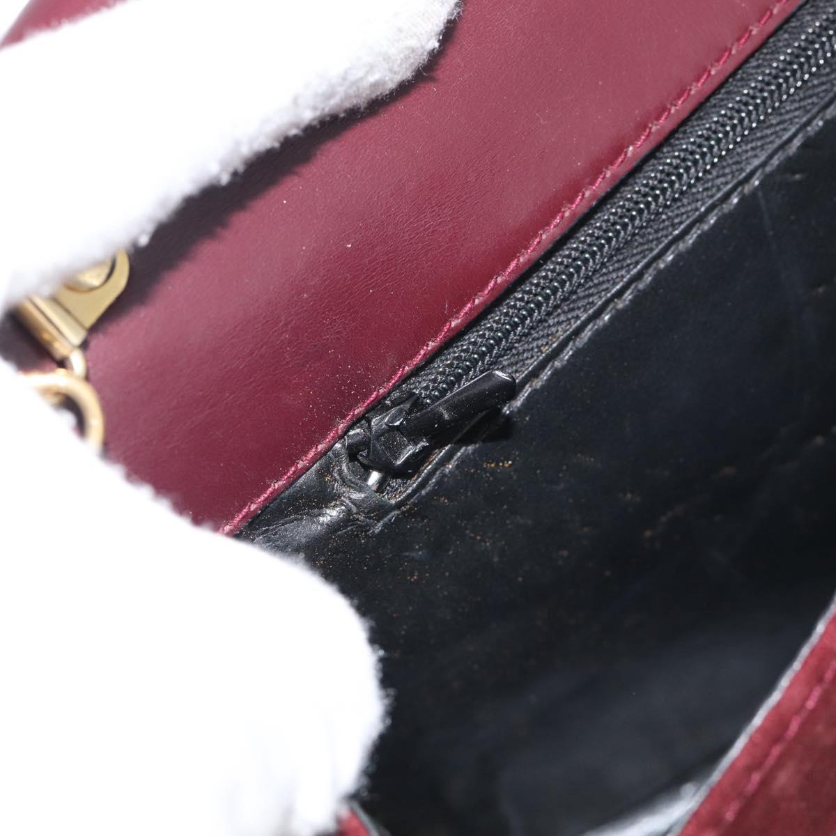 Balenciaga Chain Shoulder Bag Suede Bordeaux Gold Auth ka7213