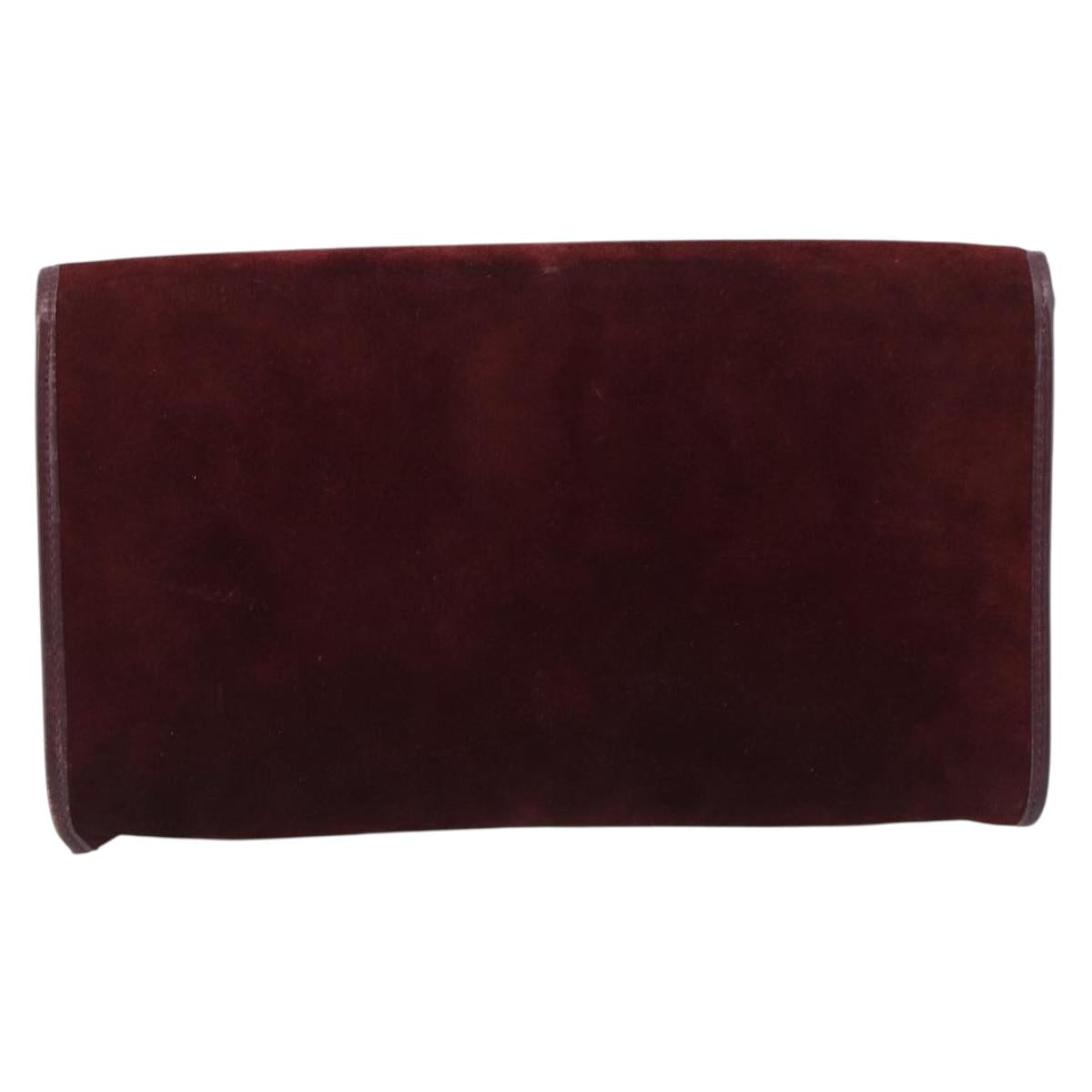 Balenciaga Chain Shoulder Bag Suede Bordeaux Gold Auth ka7213