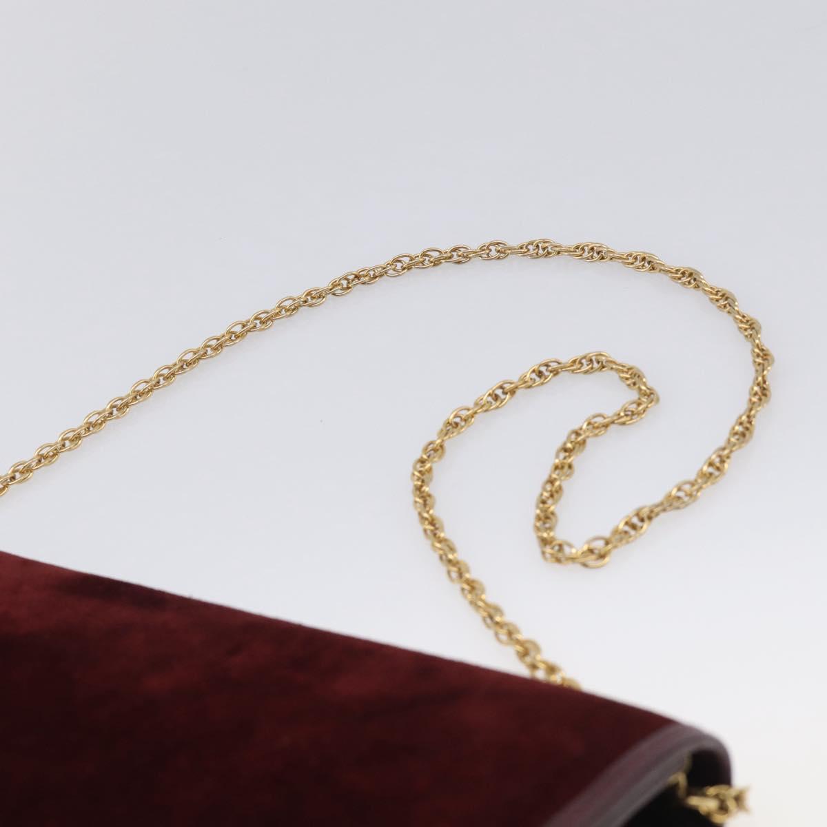 Balenciaga Chain Shoulder Bag Suede Bordeaux Gold Auth ka7213