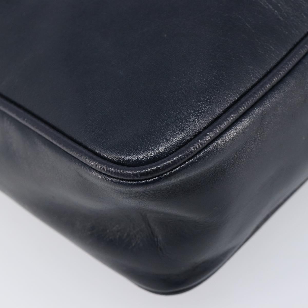 GIVENCHY Shoulder Bag Leather Navy Gold Auth ka7216