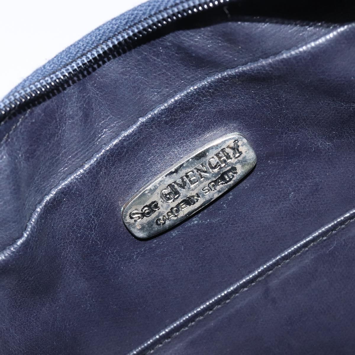 GIVENCHY Shoulder Bag Leather Navy Gold Auth ka7216