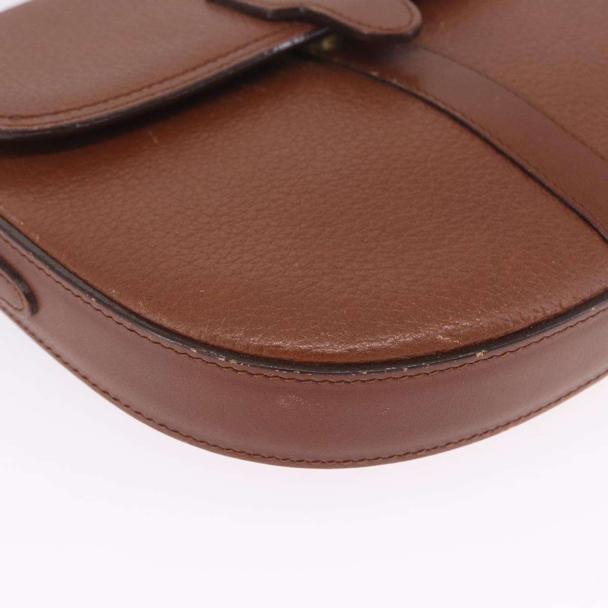 Burberrys Shoulder Bag Leather Brown Gold Auth ka7217