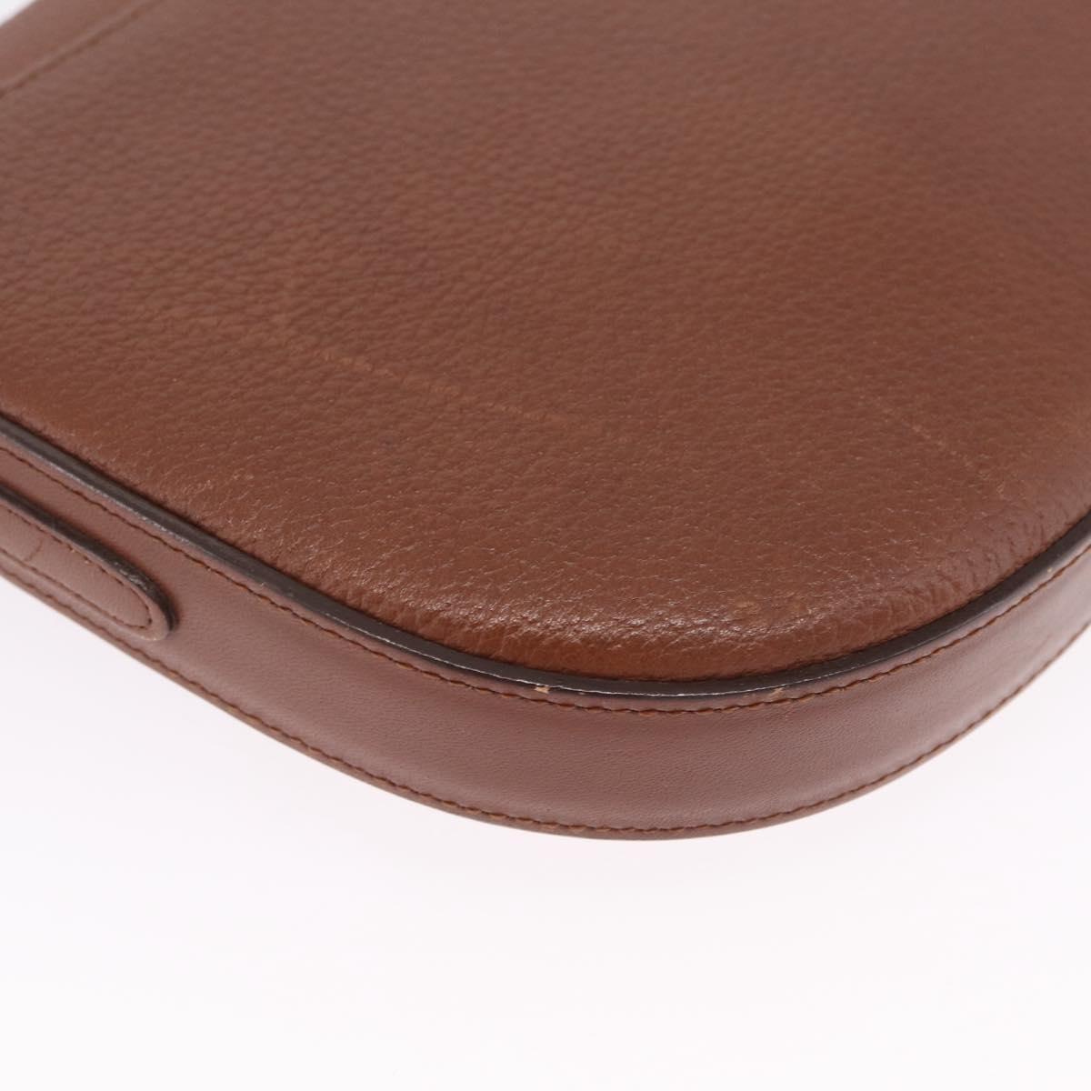 Burberrys Shoulder Bag Leather Brown Gold Auth ka7217