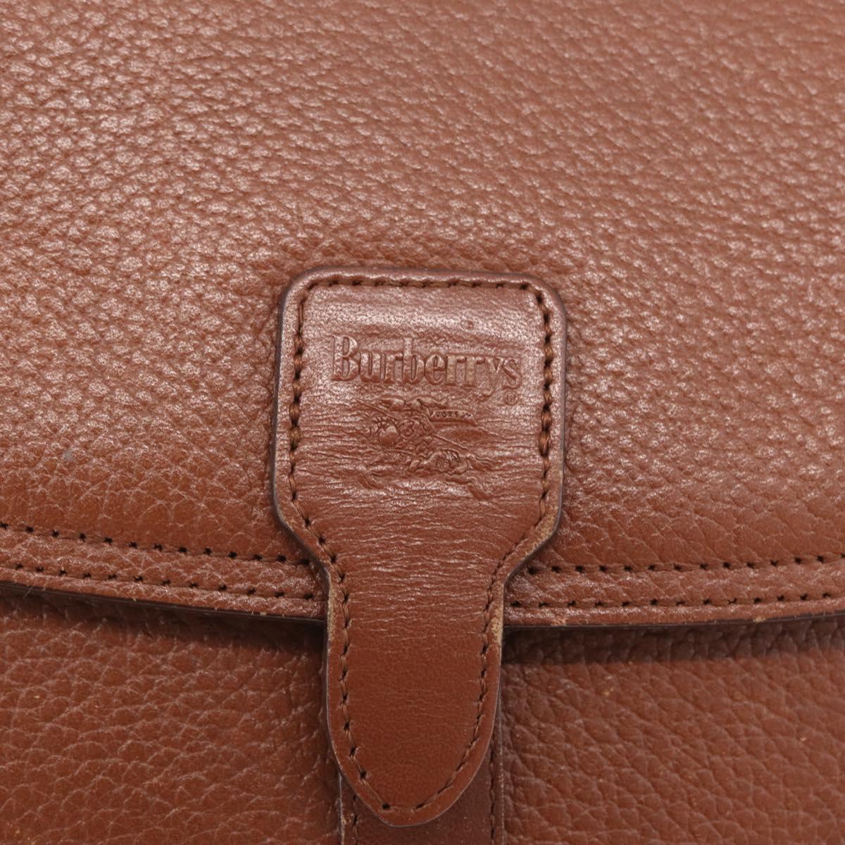 Burberrys Shoulder Bag Leather Brown Gold Auth ka7217