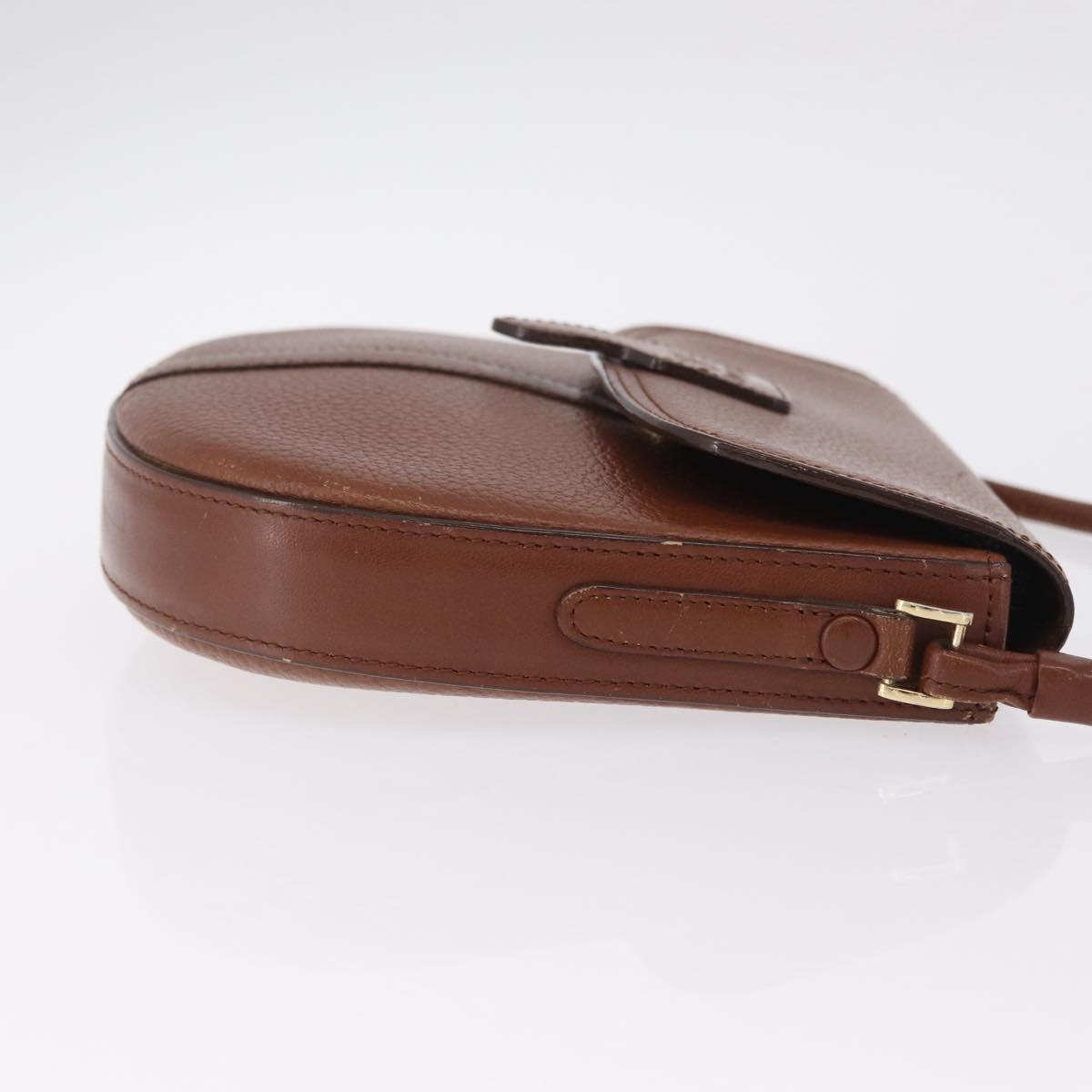 Burberrys Shoulder Bag Leather Brown Gold Auth ka7217