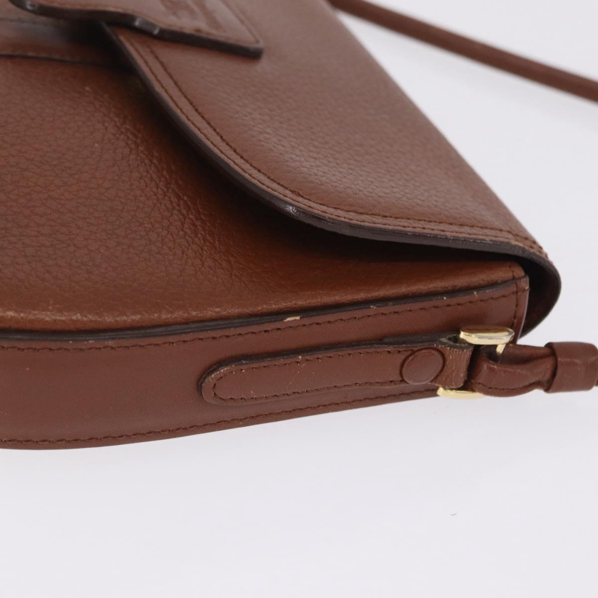 Burberrys Shoulder Bag Leather Brown Gold Auth ka7217