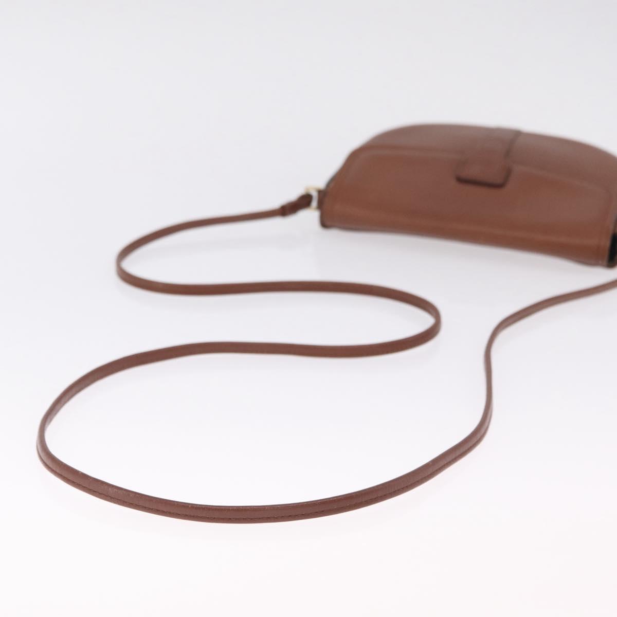 Burberrys Shoulder Bag Leather Brown Gold Auth ka7217