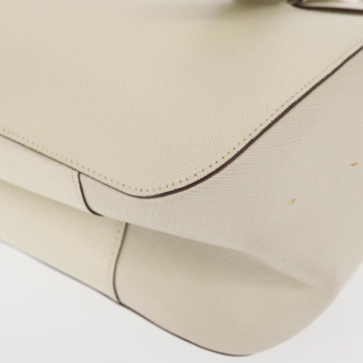 Salvatore Ferragamo Gancini Shoulder Bag Leather White Silver Auth ka722