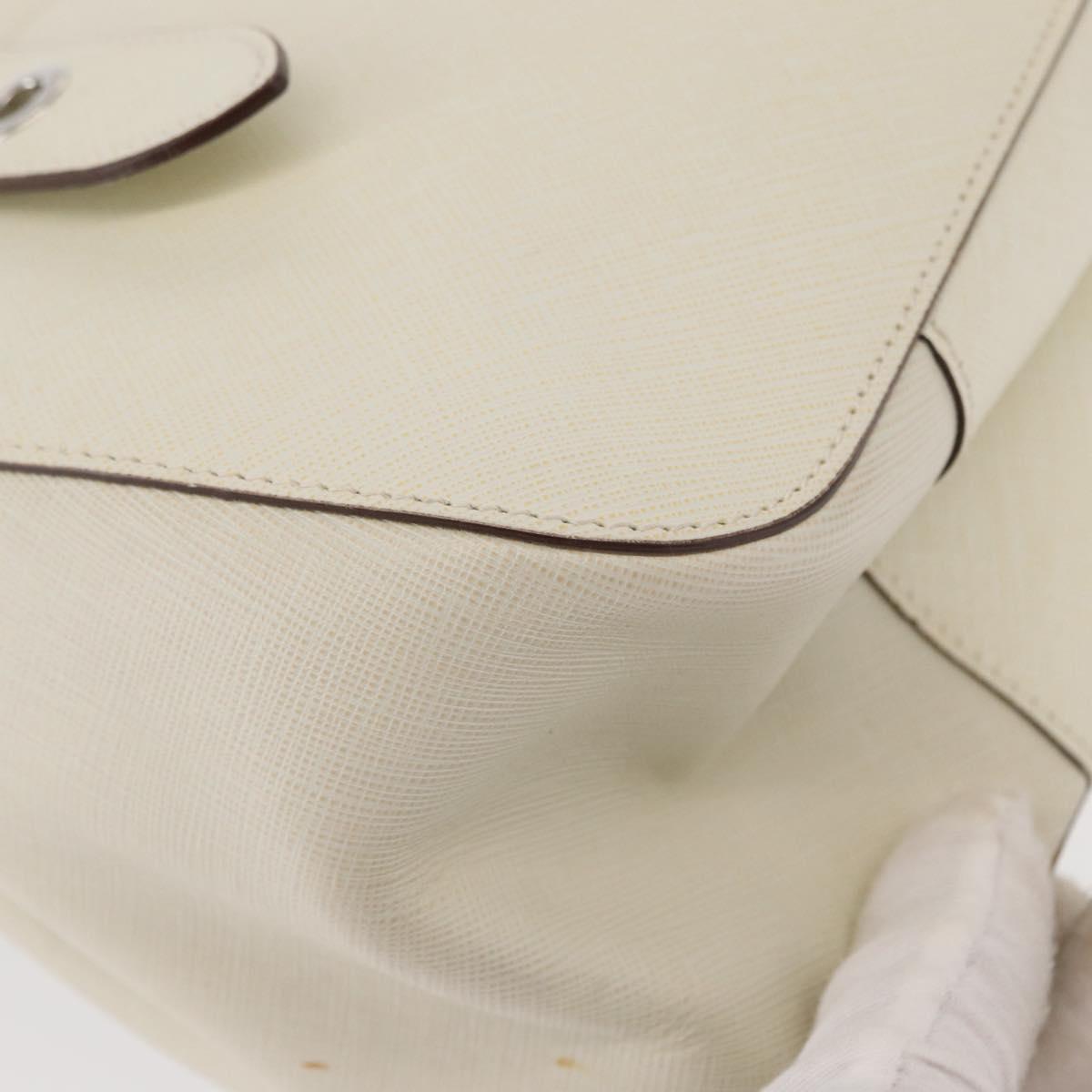 Salvatore Ferragamo Gancini Shoulder Bag Leather White Silver Auth ka722